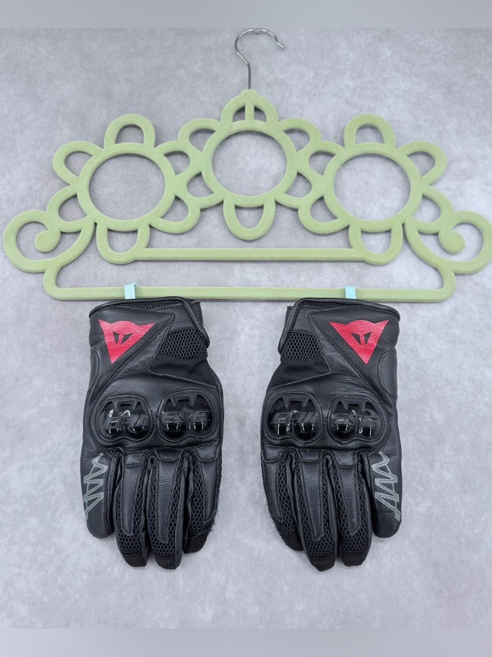 Dainese Black Motorcycle Gloves with Red Logo 8.5 M